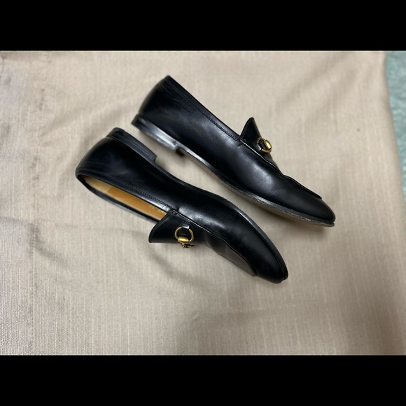 Gucci Jordaan Loafers Black Gold Horsebit Size 38 - Picture 3 of 6